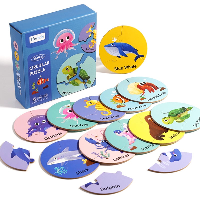 Children'S Puzzle Board Game Wooden Matchmaking Animal Ocean Matching Puzzle Mood Logic Training Toy - Image 1